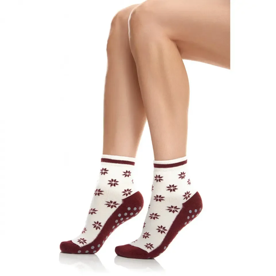 Medima Warmte-ondergoed huissok met anti slip 197/450 bordeaux