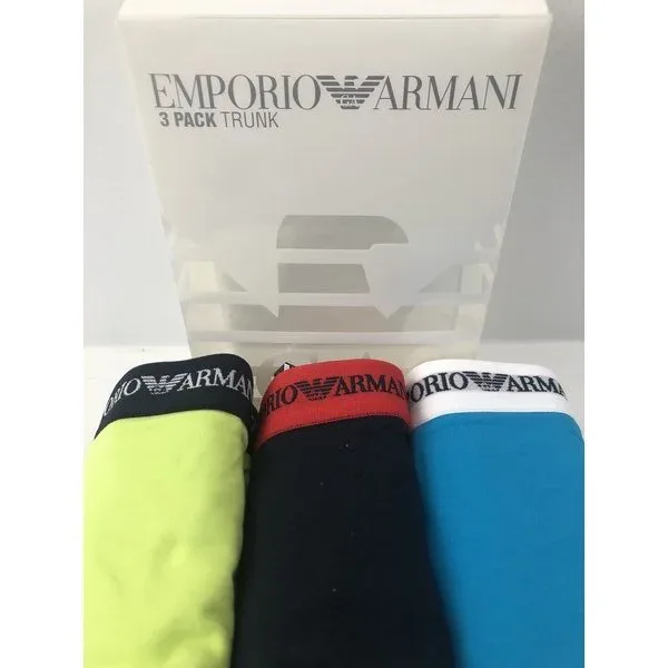 Herenboxer Emporio Armani 3 stuks lime/donkerblauw/hoog blauw