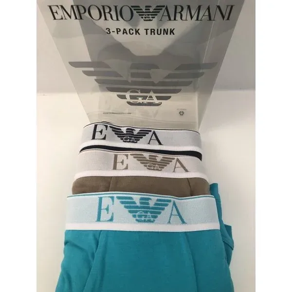 Herenboxer Emporio Armani 3 stuks donkerblauw/zand/turqoise