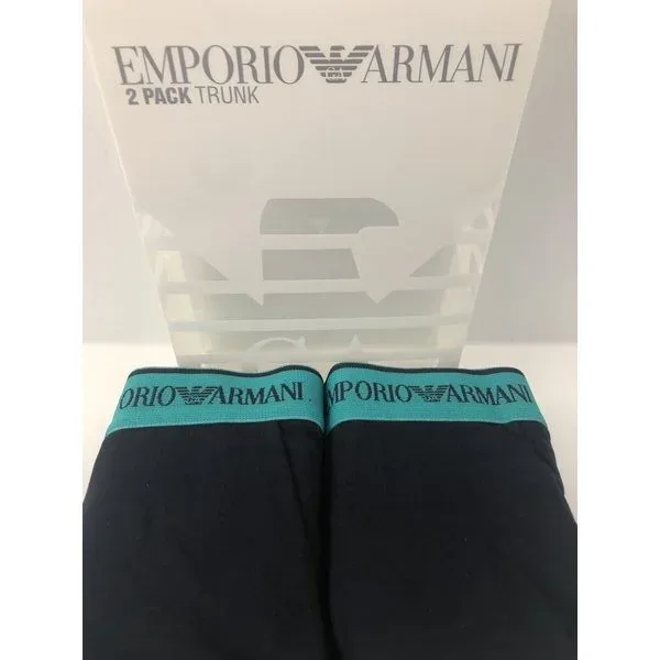 Herenboxer Emporio Armani 2 stuks donkerblauw met groene boord