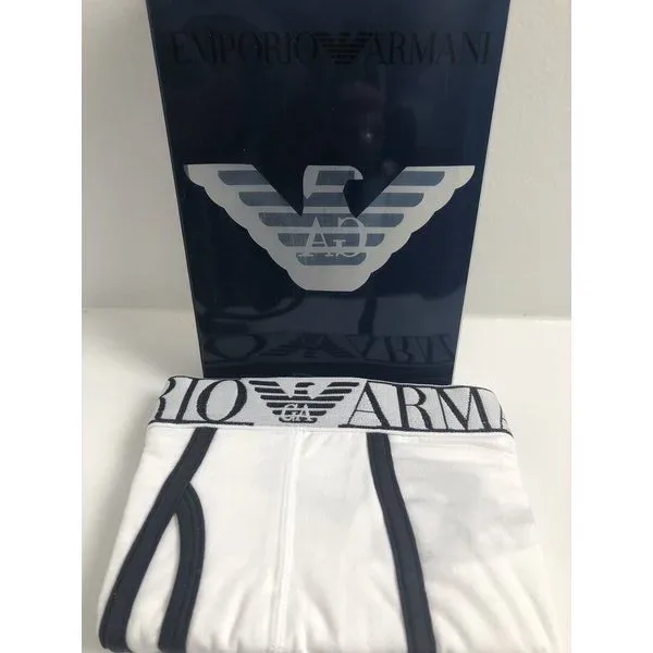 Herenboxer Emporio Armani wit met blauwe stikking en gulp