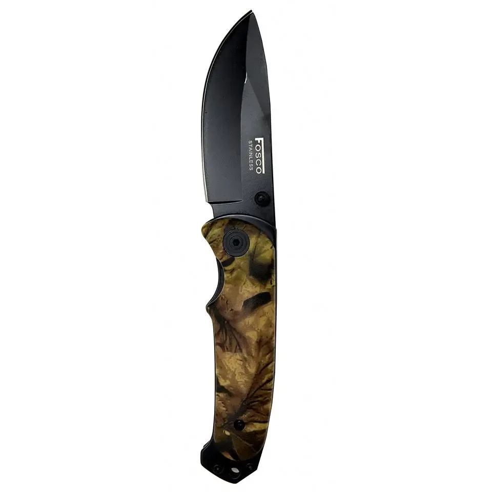 Mes camo zwart blad  van 100% metaal