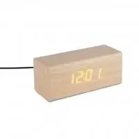 Houten Wekker Klok met Rode LED Display met USB Kabel 16 x 6 x 6cm