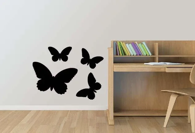 Blackboard Sticker Vlinder Zwart met Krijt 4 stuks