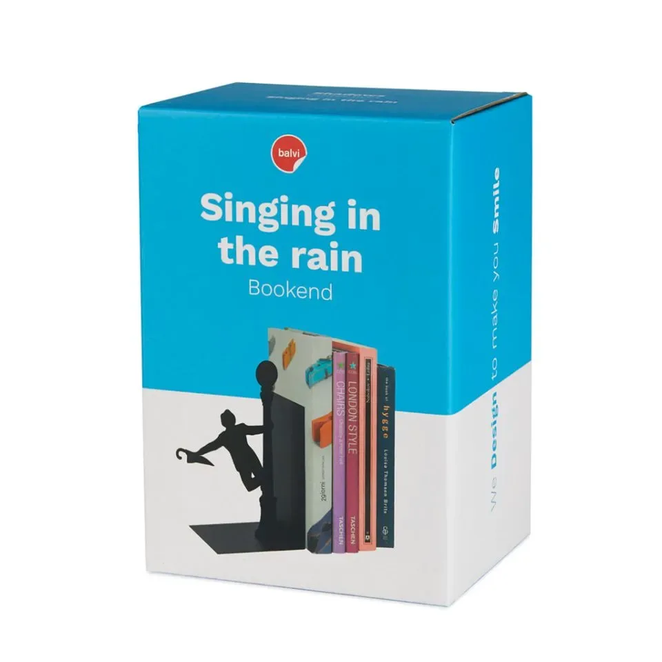 Balvi Boekensteun Singing In The Rain Zwart Metaal