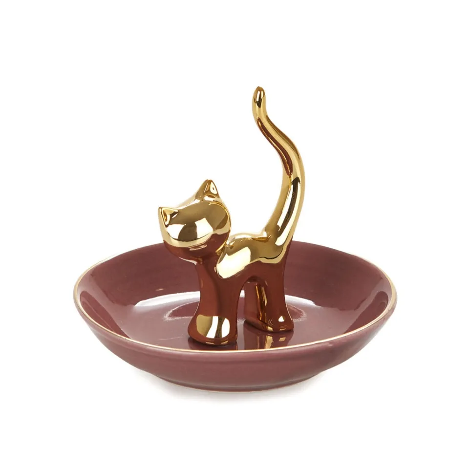 Ringhouder Kat Poes Goud Porcelein Balvi