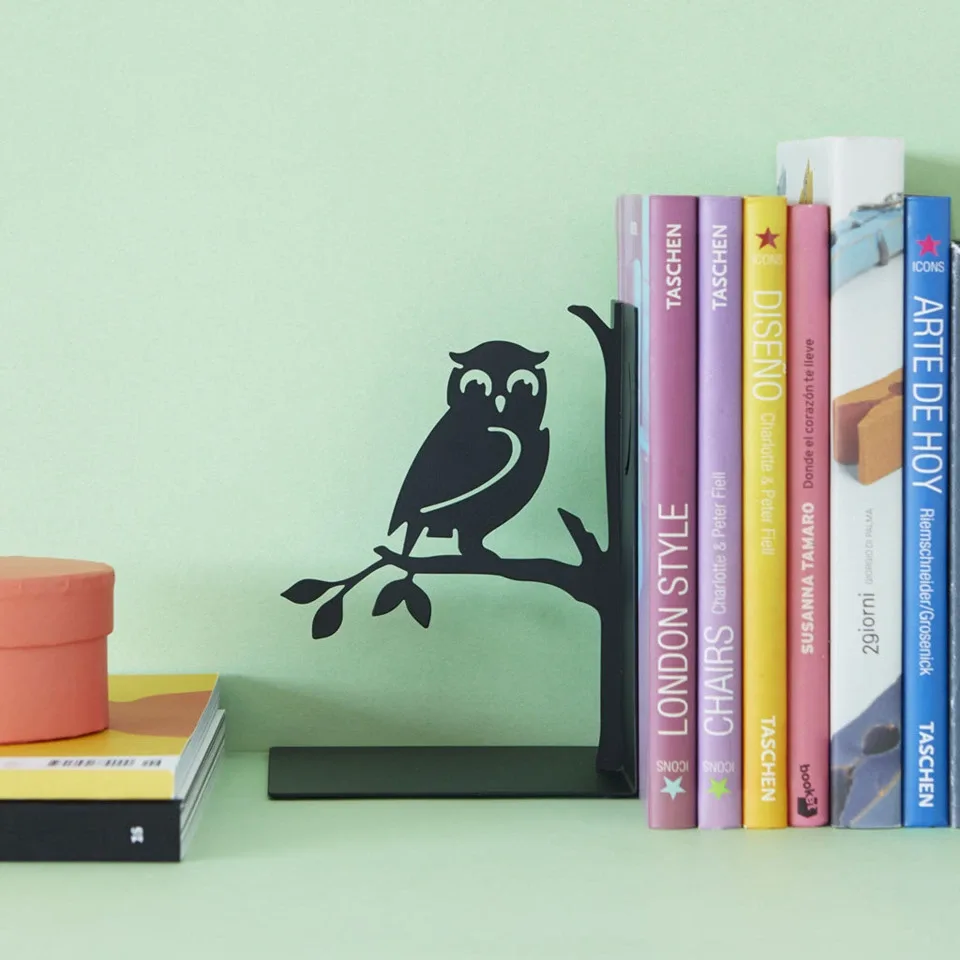 Balvi Boekensteun Uil Guard Zwart Metaal