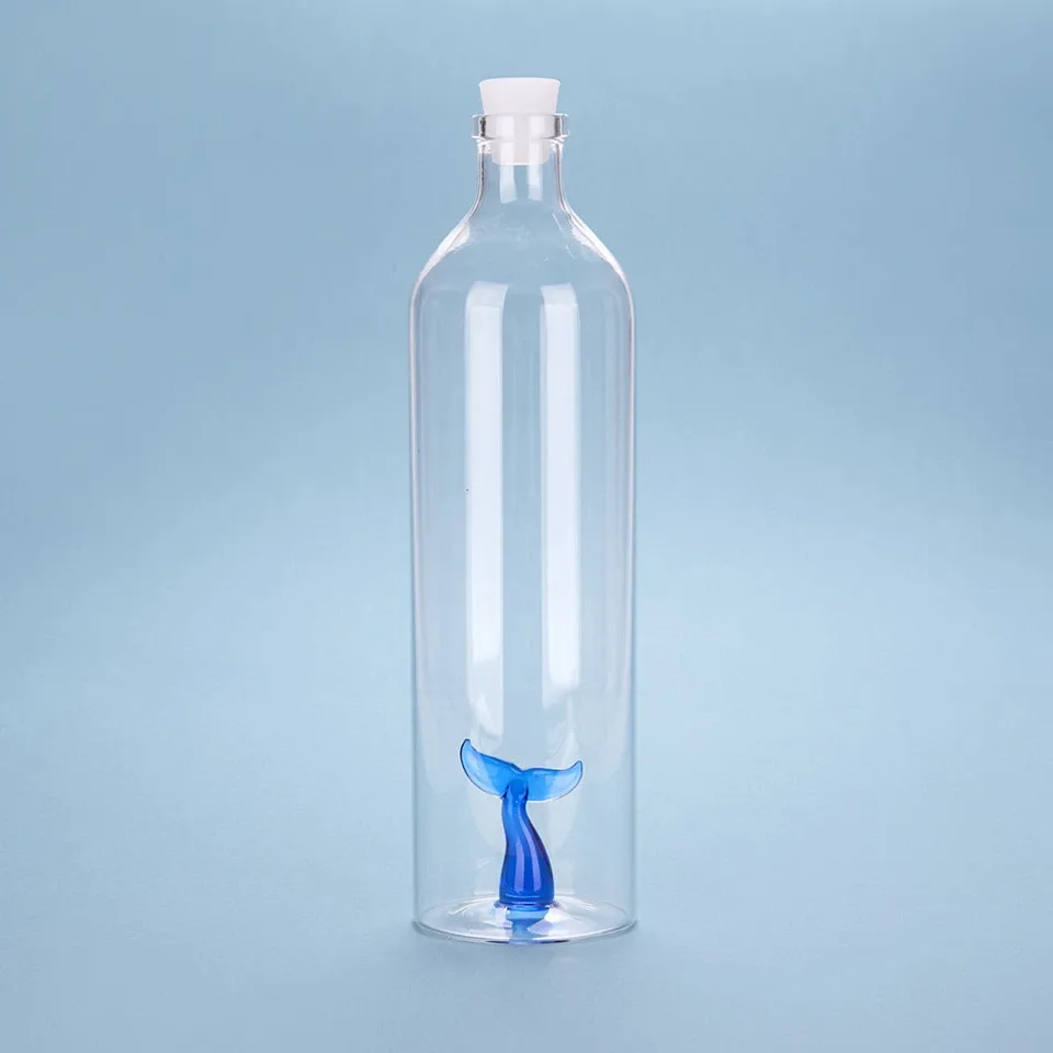 Balvi Waterfles Karaf Walvisstaart Blauw Glas