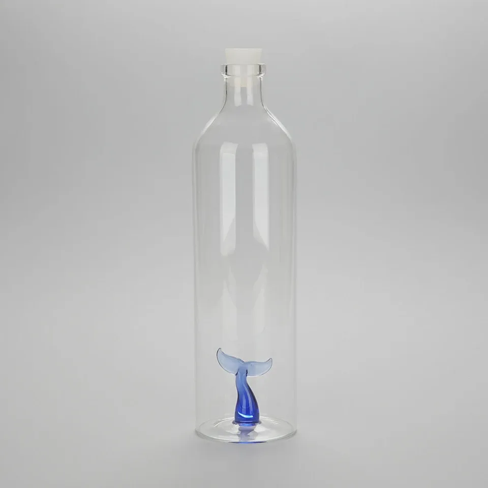 Balvi Waterfles Karaf Walvisstaart Blauw Glas