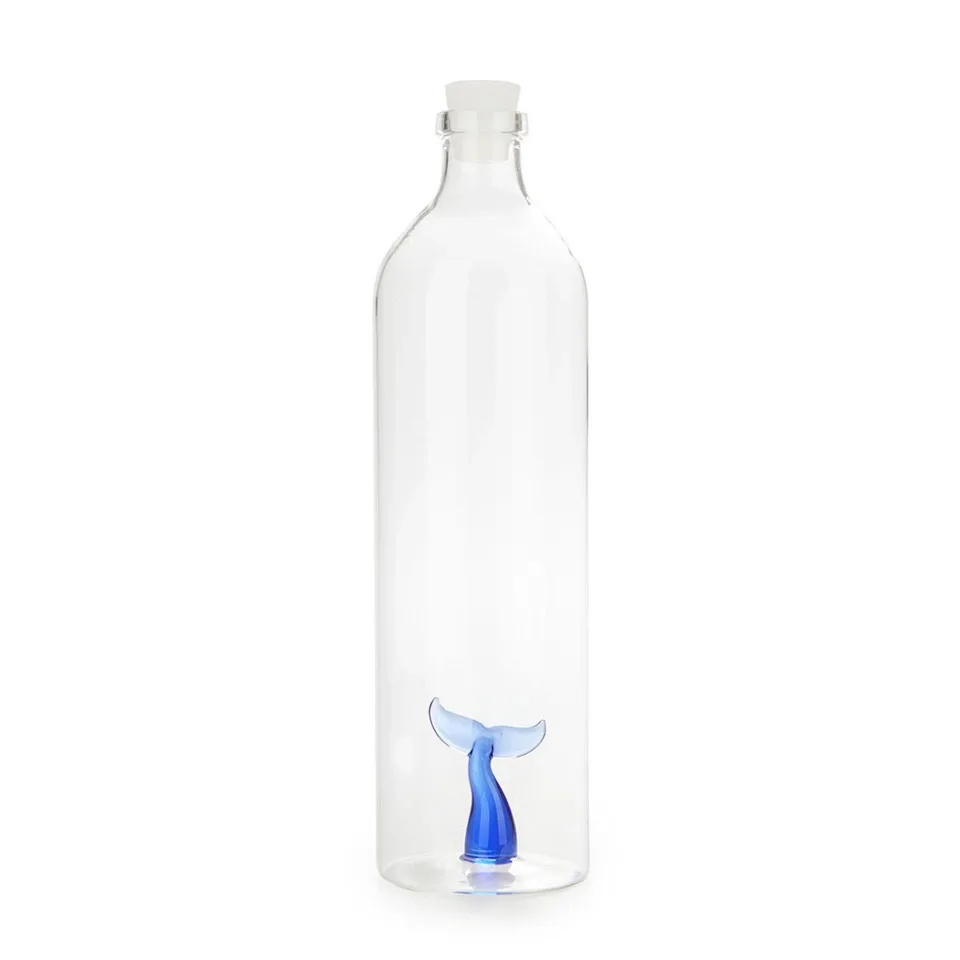 Balvi Waterfles Karaf Walvisstaart Blauw Glas