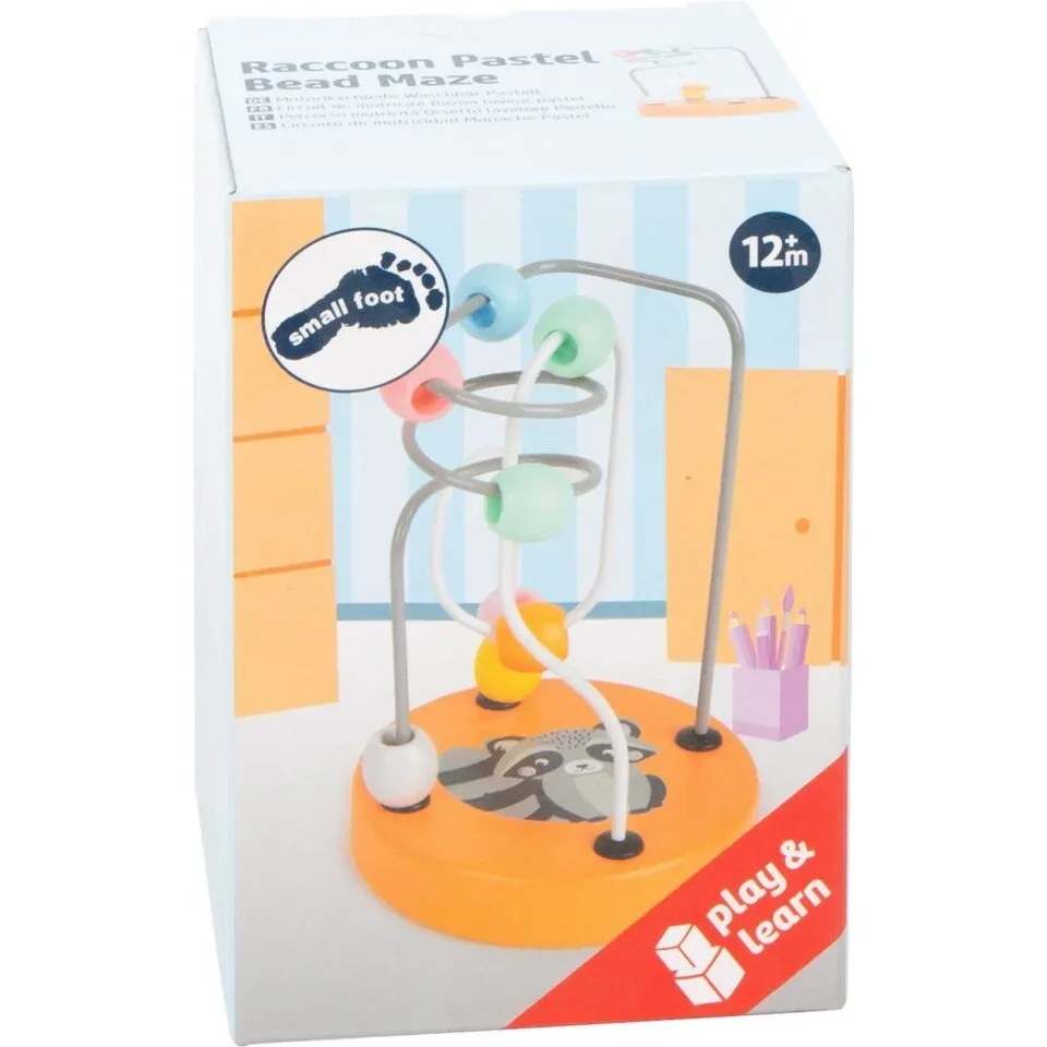 Small Foot Houten Speelgoed Kralenspiraal Wasbeer Pastel