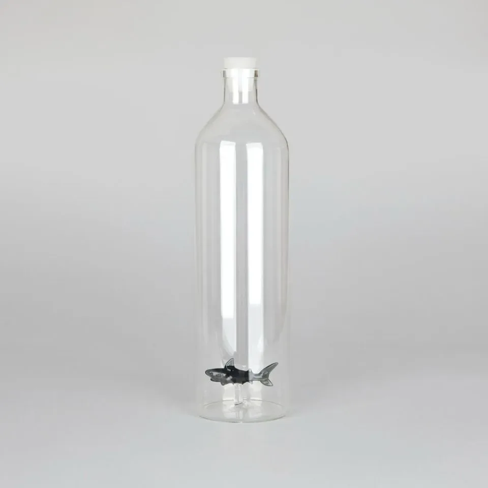 Balvi Waterfles Karaf Haai Grijs 1.2L Glas