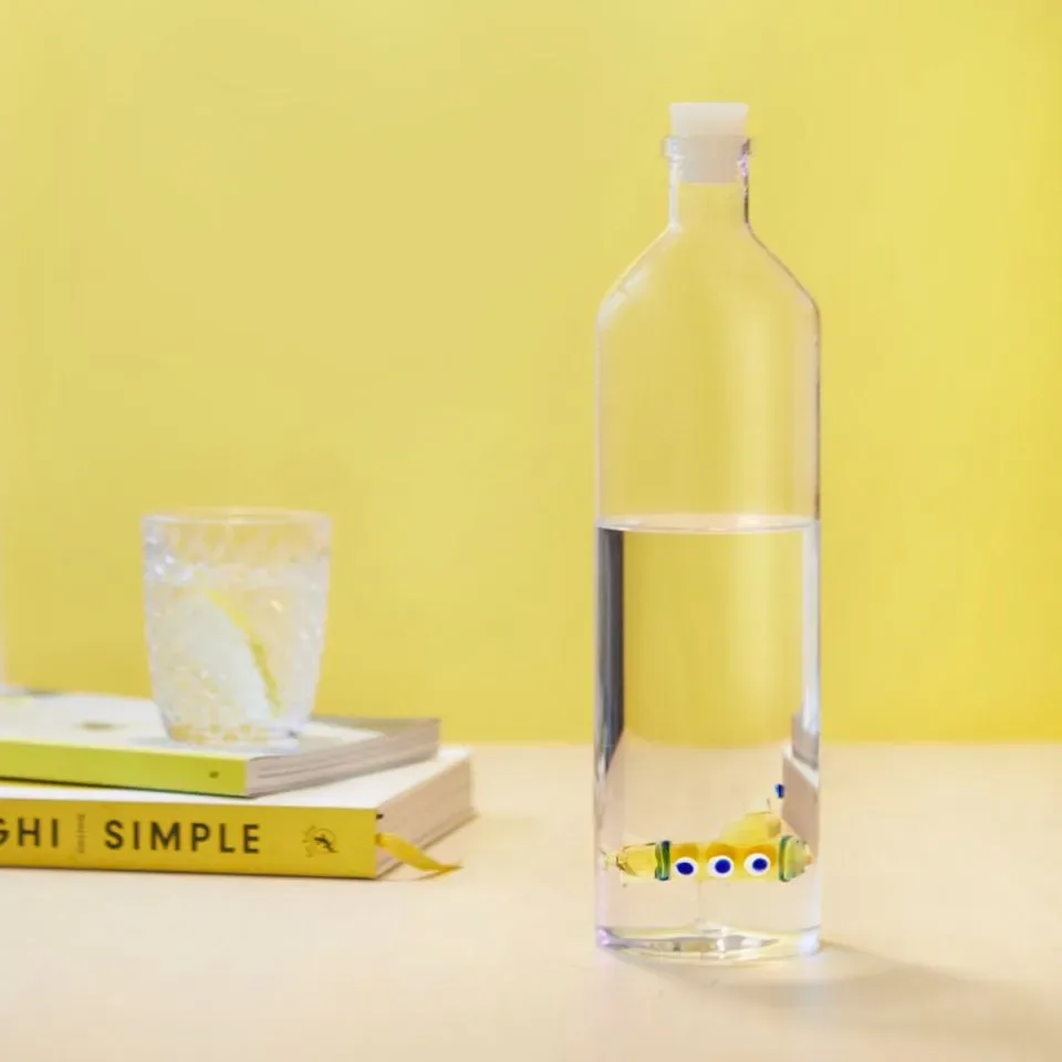 Balvi Waterfles Karaf Onderzeeër Geel Glas 1.2L