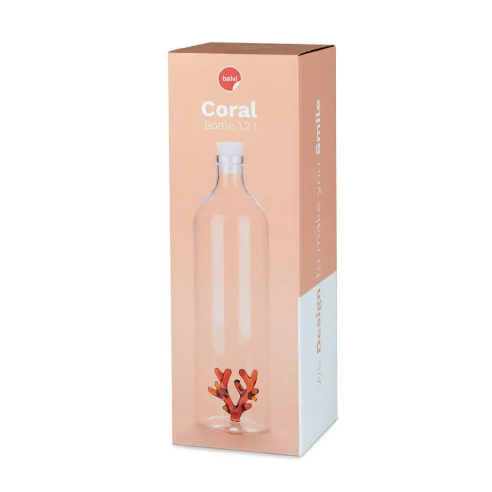 Balvi Waterfles Karaf Koraal Amberkleurig 1.2L Glas