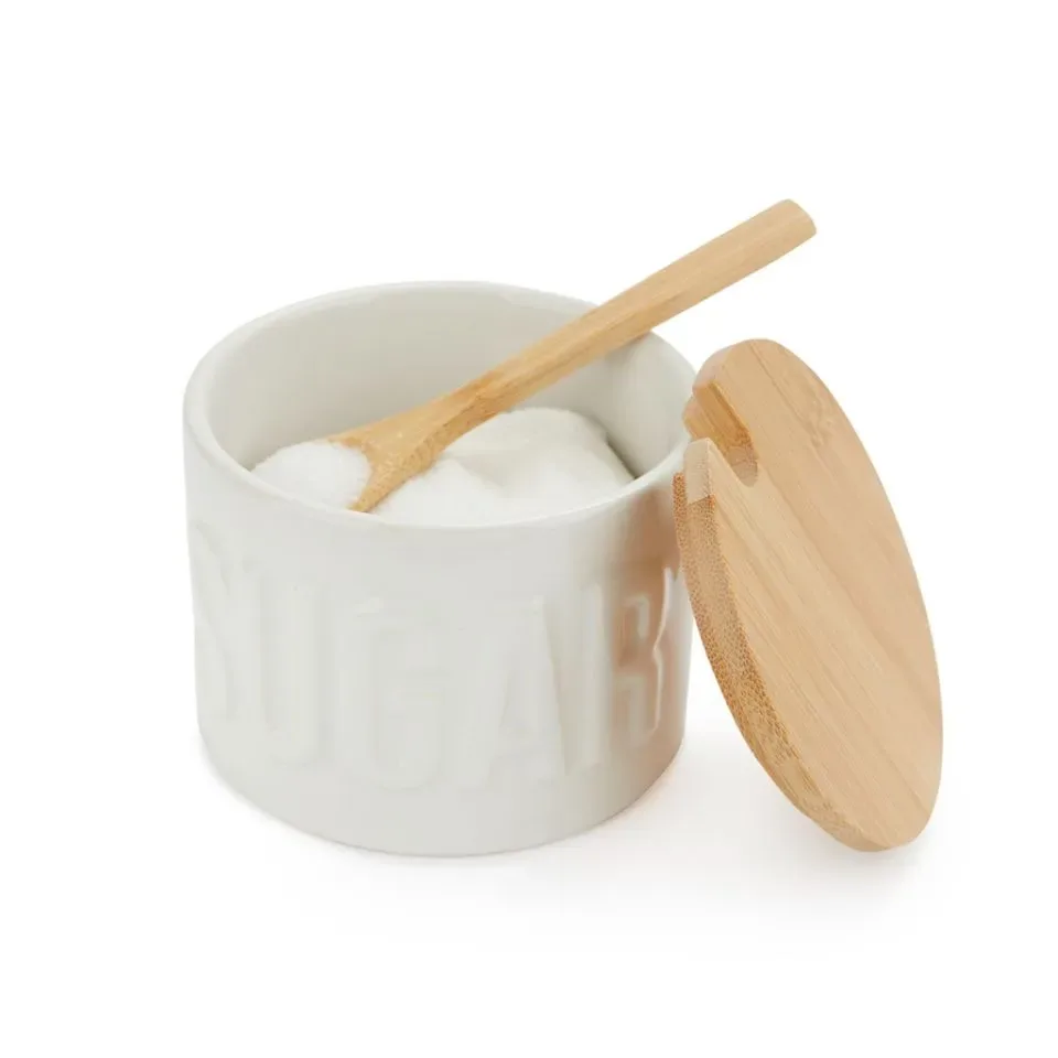 Balvi Suikerpot Wit Elegant Keramiek/Bamboe