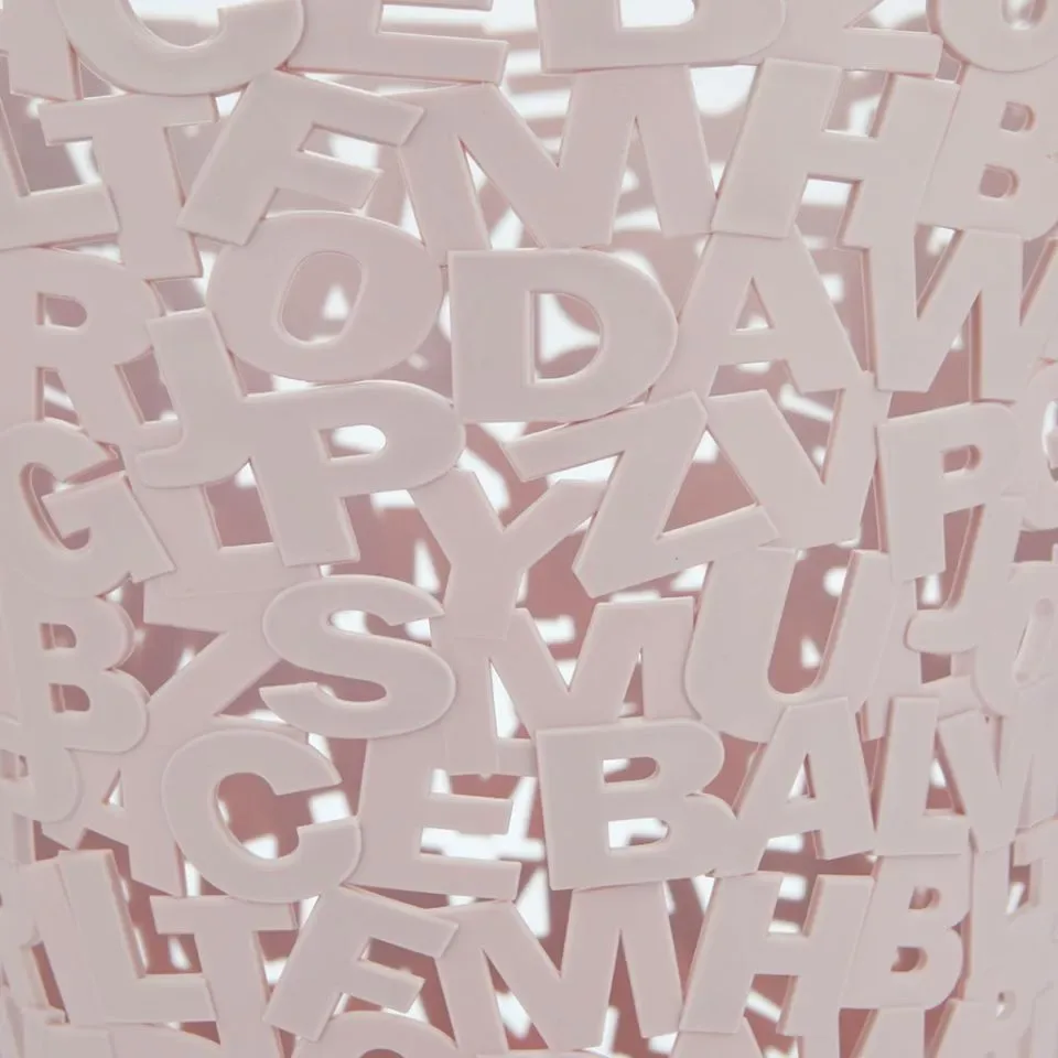 Balvi Papierbak Papiermand Prullenbak Letters Roze