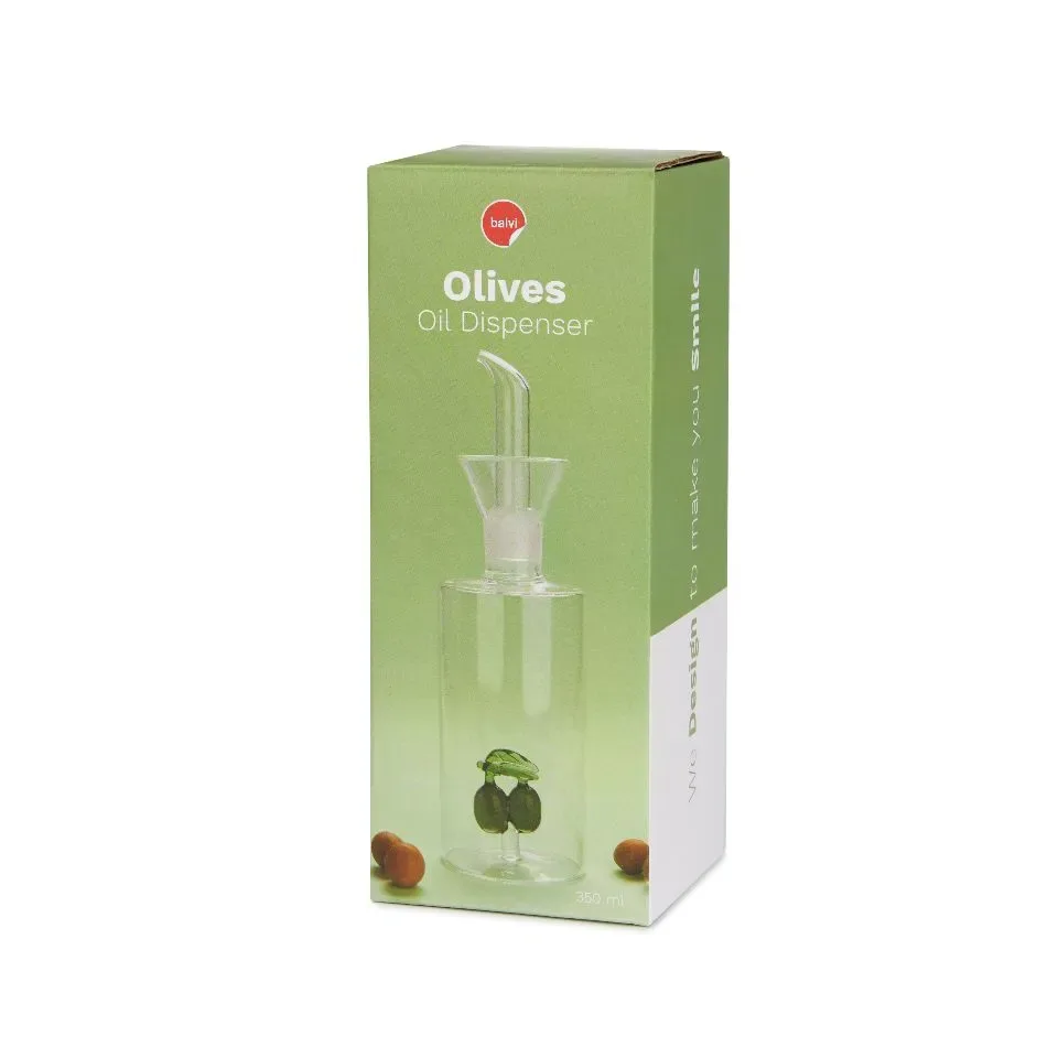 Balvi | Olie of Azijn Fles Olijven 350ml No Drip Glas
