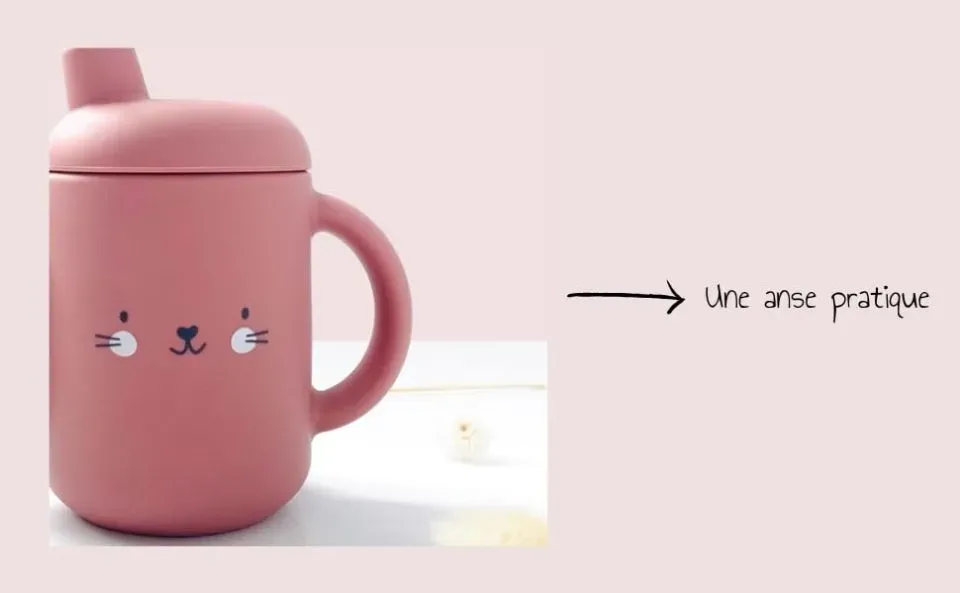 Les Petits Citrons Mini Beker met Rietje Baby Roze Silicone