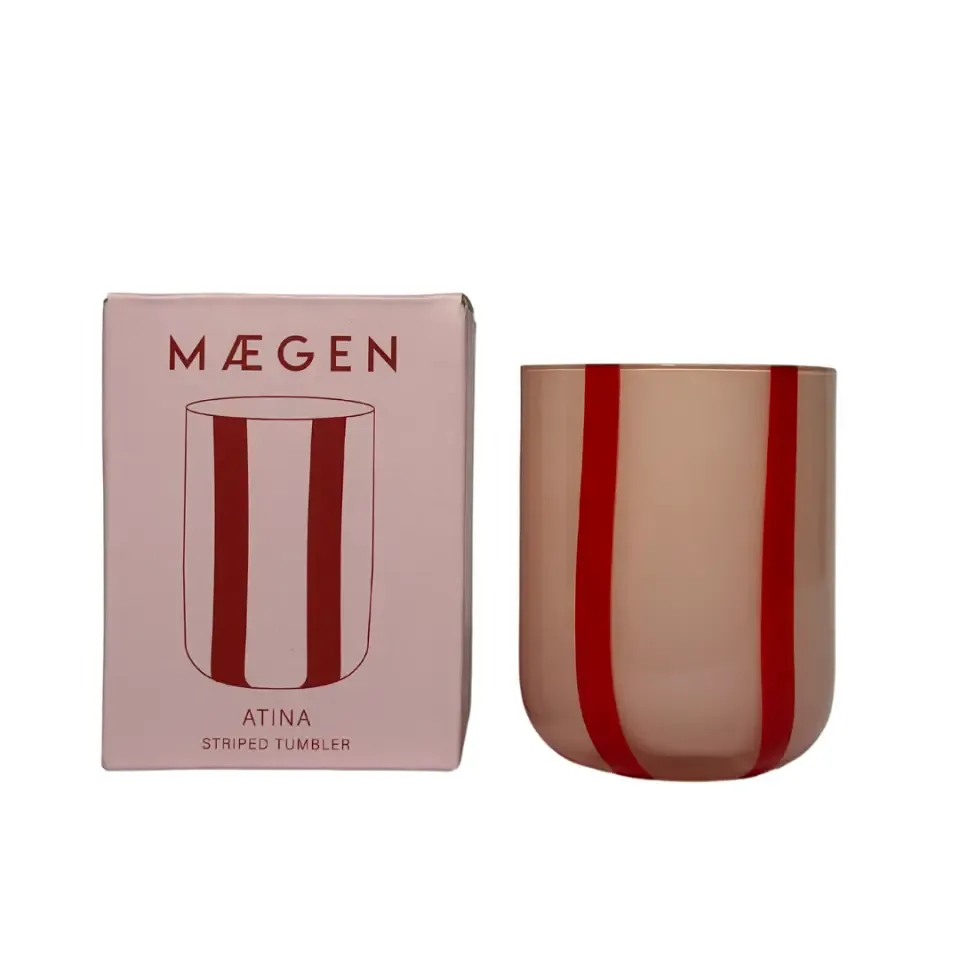 Maegen Drinkglas Strepen Roze Rood Atina