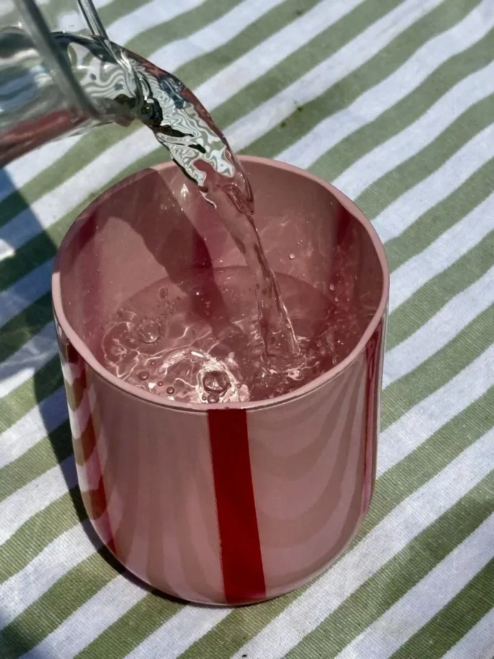Maegen Drinkglas Strepen Roze Rood Atina