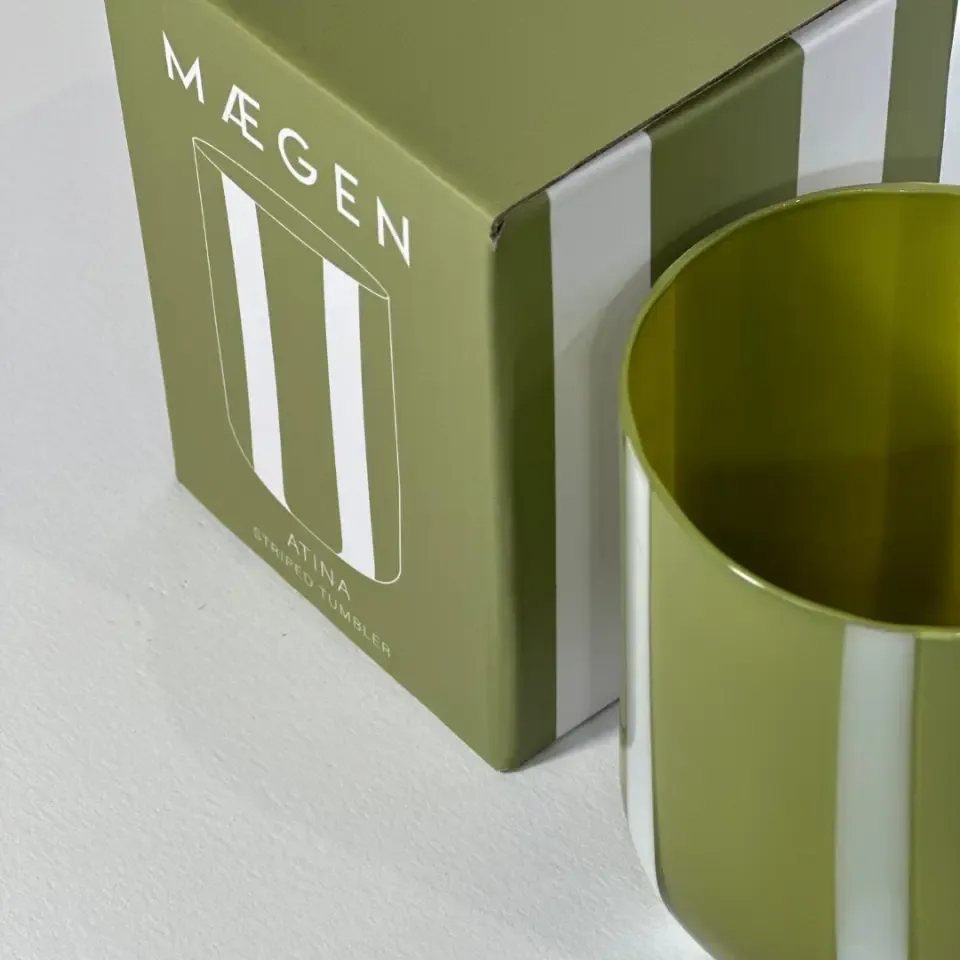 Maegen Drinkglas Strepen Groen & Wit Atina
