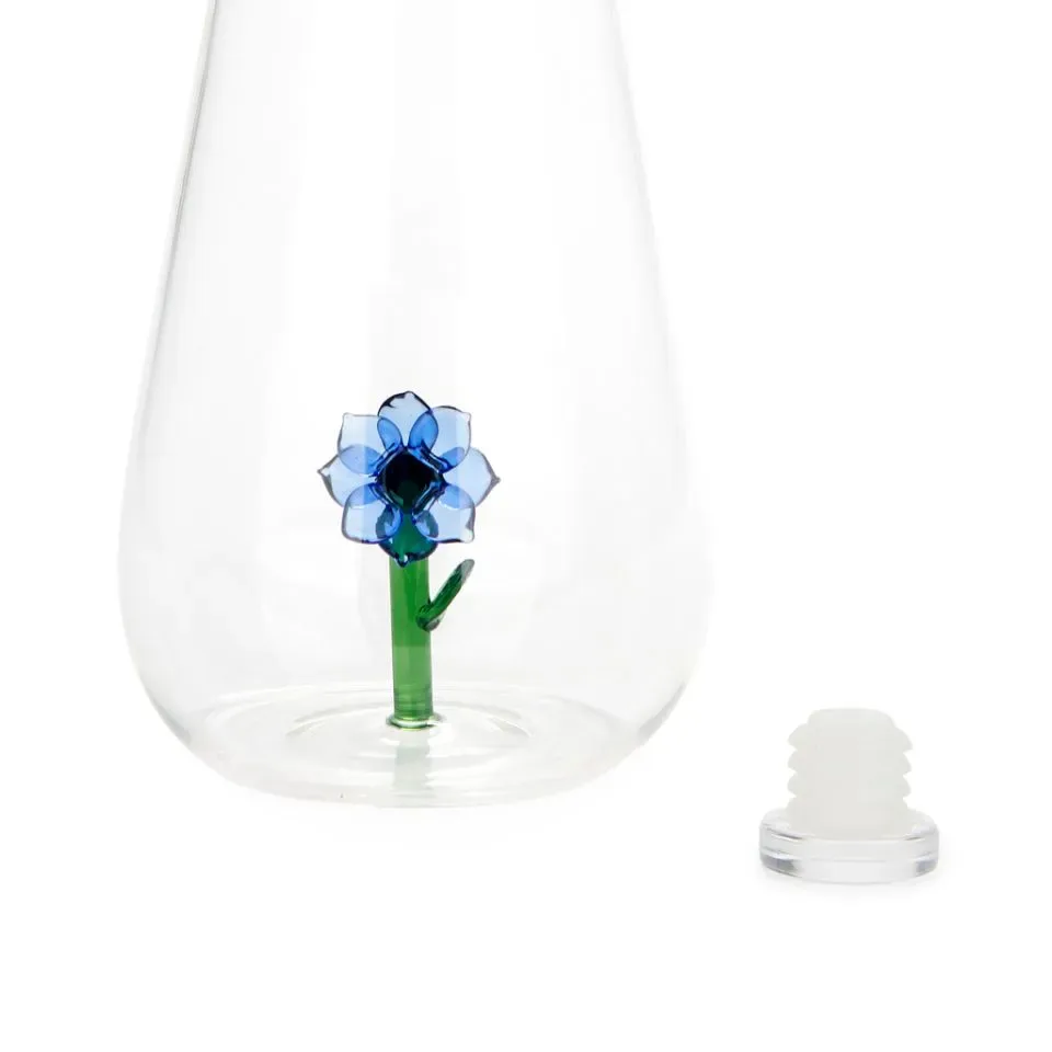 Balvi Waterfles Karaf Anemoon Blauw 1L Glas