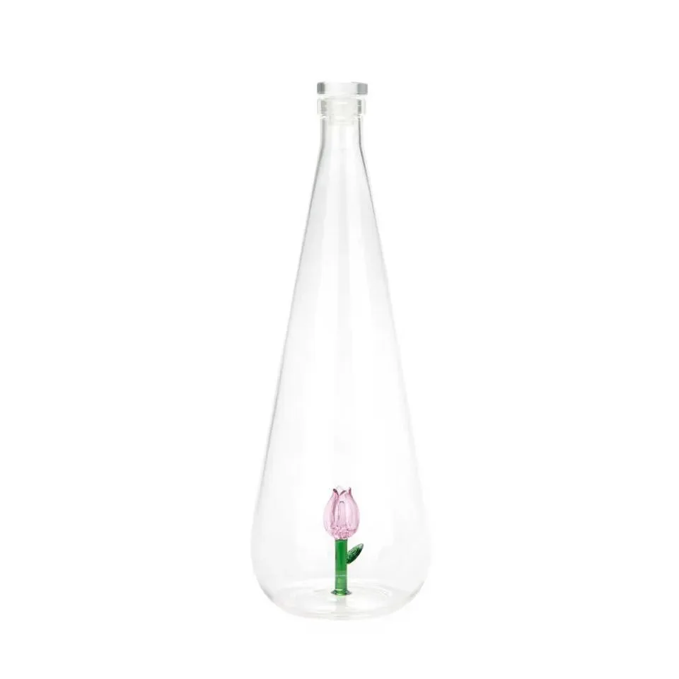 Balvi Waterfles Karaf Tulp Roze 1L Glas