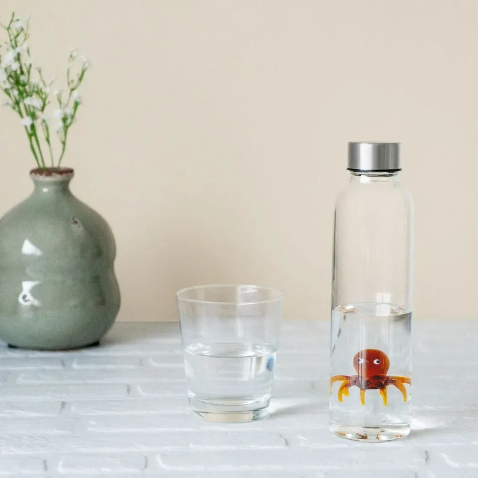 Balvi Waterfles Octopus 0.5L Glas Drinkfles