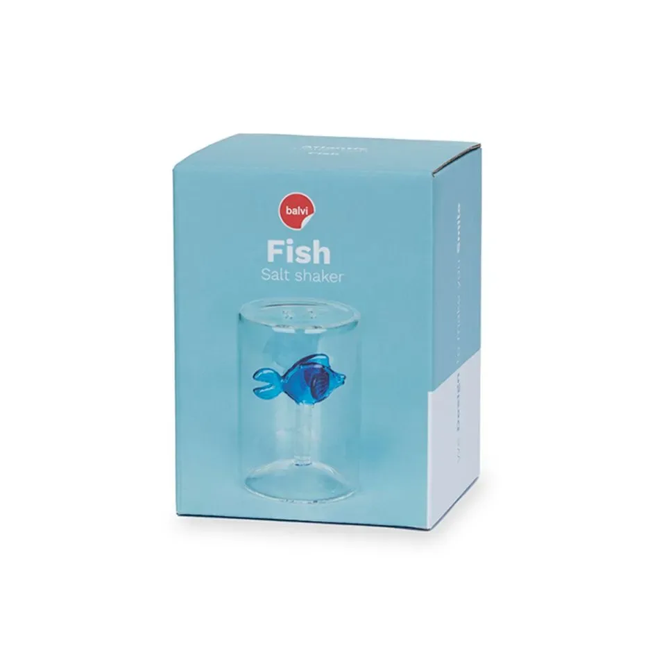 Balvi Zoutstrooier Vis Blauw Glas