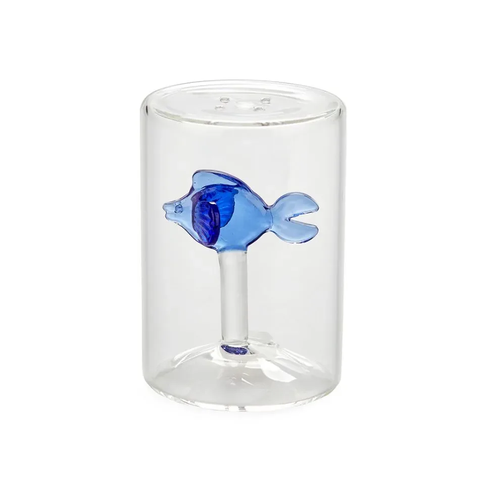 Balvi Zoutstrooier Vis Blauw Glas