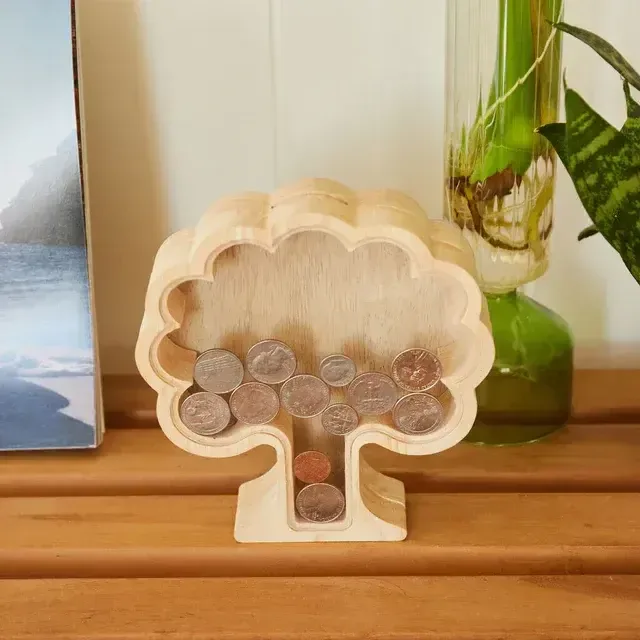 Kikkerland Spaarpot Boom Hout