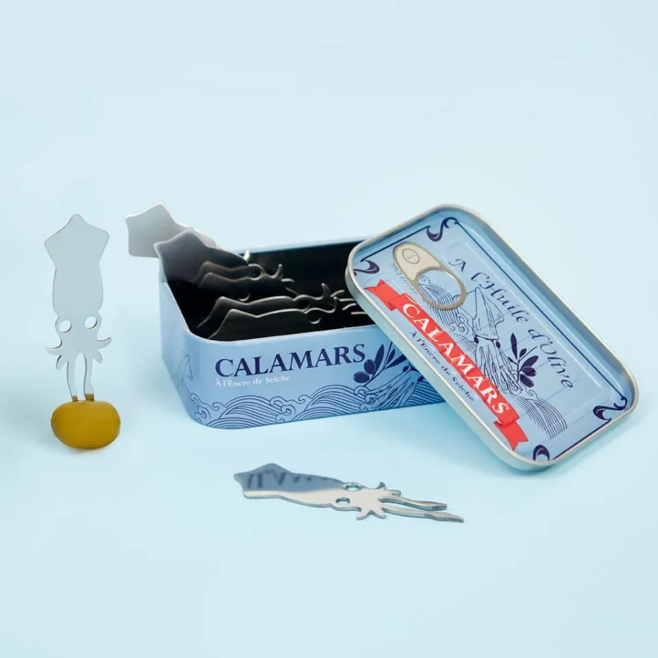 Balvi Cocktailprikkers Calamares x6 in Metalen Doos