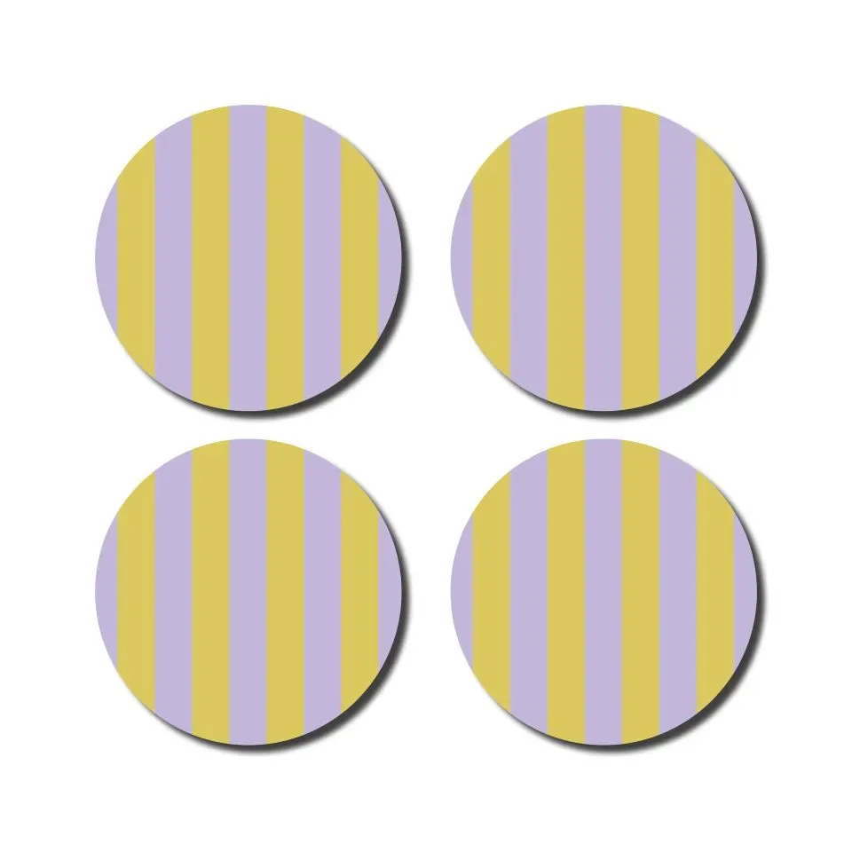 Onderzetters Gestreept Geel Lila x4 De Lange Tafel