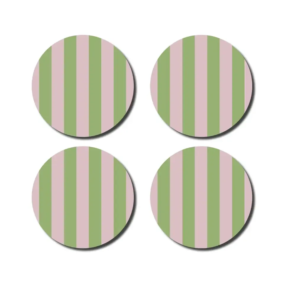 Onderzetters Gestreept Roze Groen x4 De Lange Tafel