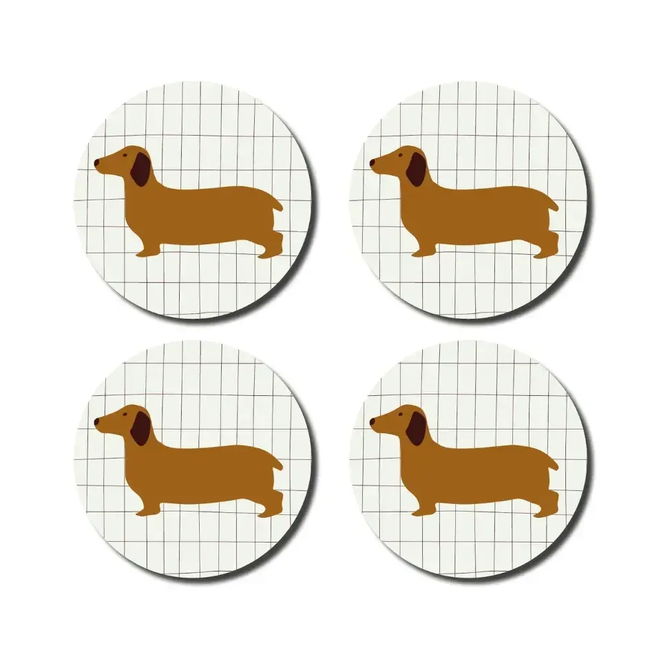 Onderzetters Teckel Hond x4 De Lange Tafel