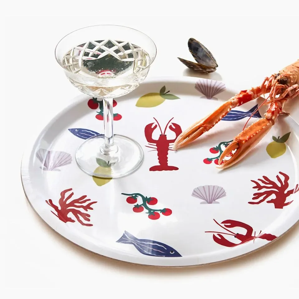 Serveerblad Dienblad Rond - Seaside diam 31 cm | BLU KAT
