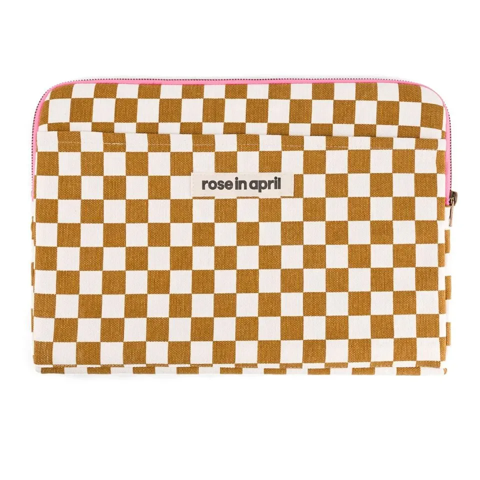 Laptophoes 13&14" - Schaakbord Caramel | Rose in April