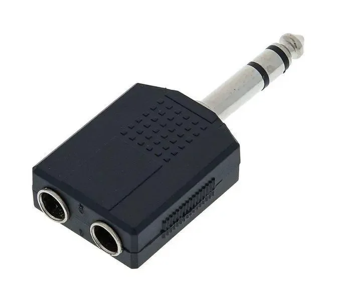 Verloopstekker van 2 naar 1 jack 6,3mm stekker