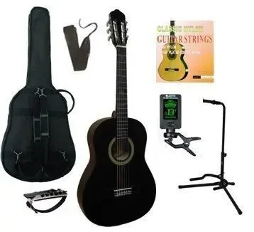 MSA kinder/jeugd-gitaar klassiek 3/4, zwart, met starterset plus