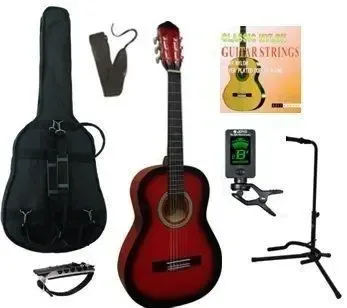 MSA kinder/jeugd-gitaar klassiek 3/4, rood, met starterset plus