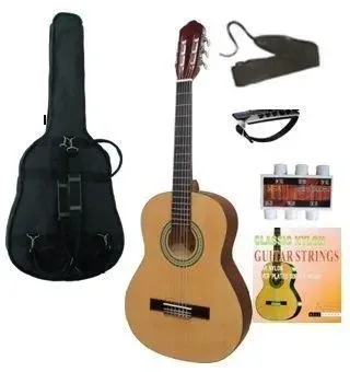 MSA kinder/jeugd-gitaar klassiek 3/4, naturel mat, met starterset, voor linkshandigen
