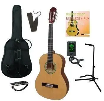 MSA kinder/jeugd-gitaar klassiek 3/4, naturel mat, met starterset plus, voor linkshandigen