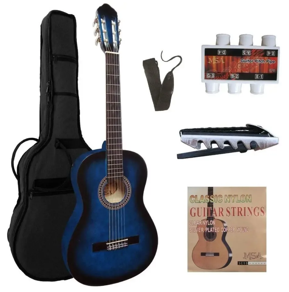 MSA kinder/jeugd-gitaar klassiek 3/4, blauw, met starterset