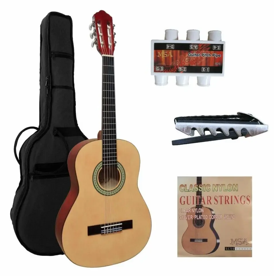 MSA kinder/jeugd-gitaar klassiek 3/4, naturel glans, met starterset