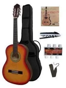 MSA kinder/jeugd-gitaar klassiek 3/4, cherry sunburst, met starterset, voor linkshandigen