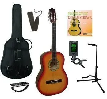 MSA kinder/jeugd-gitaar klassiek 3/4, cherry sunburst, met starterset plus