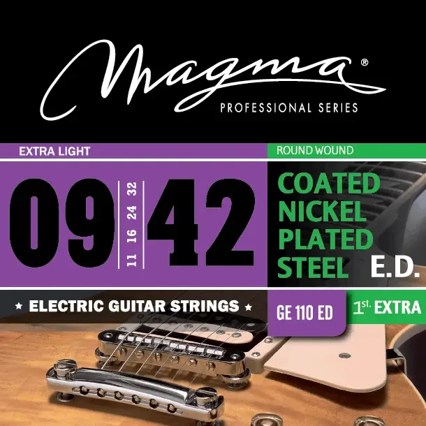 Magma GE110ED snaren voor elektrische gitaar. 009-042 Coated! Lange levensduur.