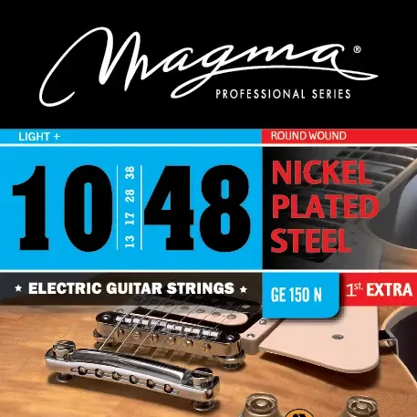 Magma GE150N snaren voor elektrische gitaar. 010-048 Extra: 1 hoge E-snaar.