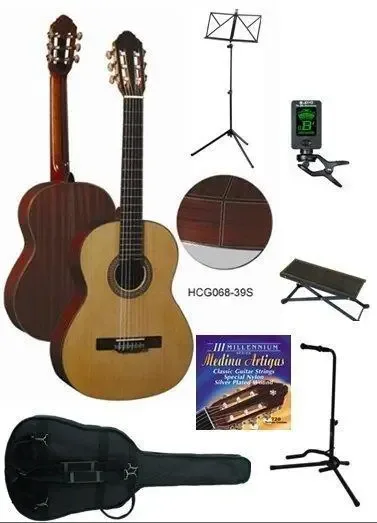 SERAFS HCG068-39S klassieke studiegitaar met uitgebreid muziekschoolset