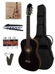 MSA CK110-L-BK LINKSE klassieke gitaar, zwart, met starterset